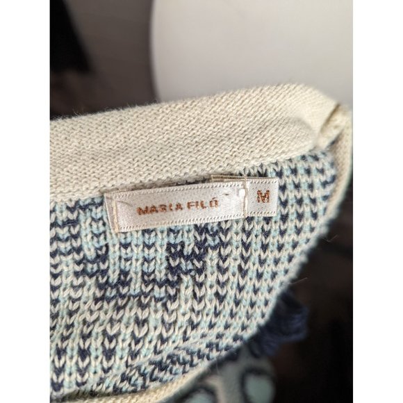 Maria Filo Women's Blue and Beige Knit Sweater Size M - Picture 6 of 7